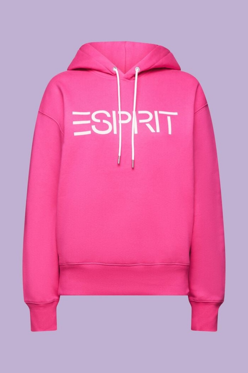 Dámské Mikina s Kapucí Esprit Logo Fleece Růžové Fuchsie | GTK748120