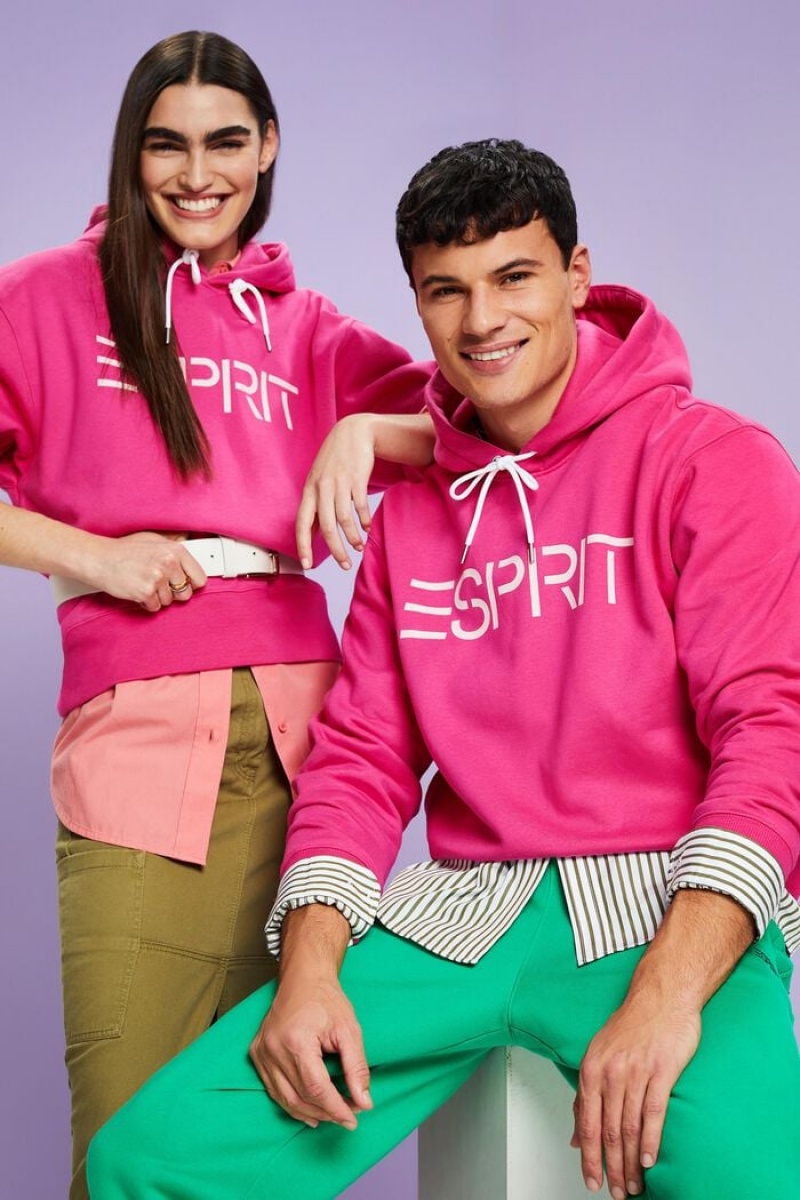 Dámské Mikina s Kapucí Esprit Logo Fleece Růžové Fuchsie | GTK748120