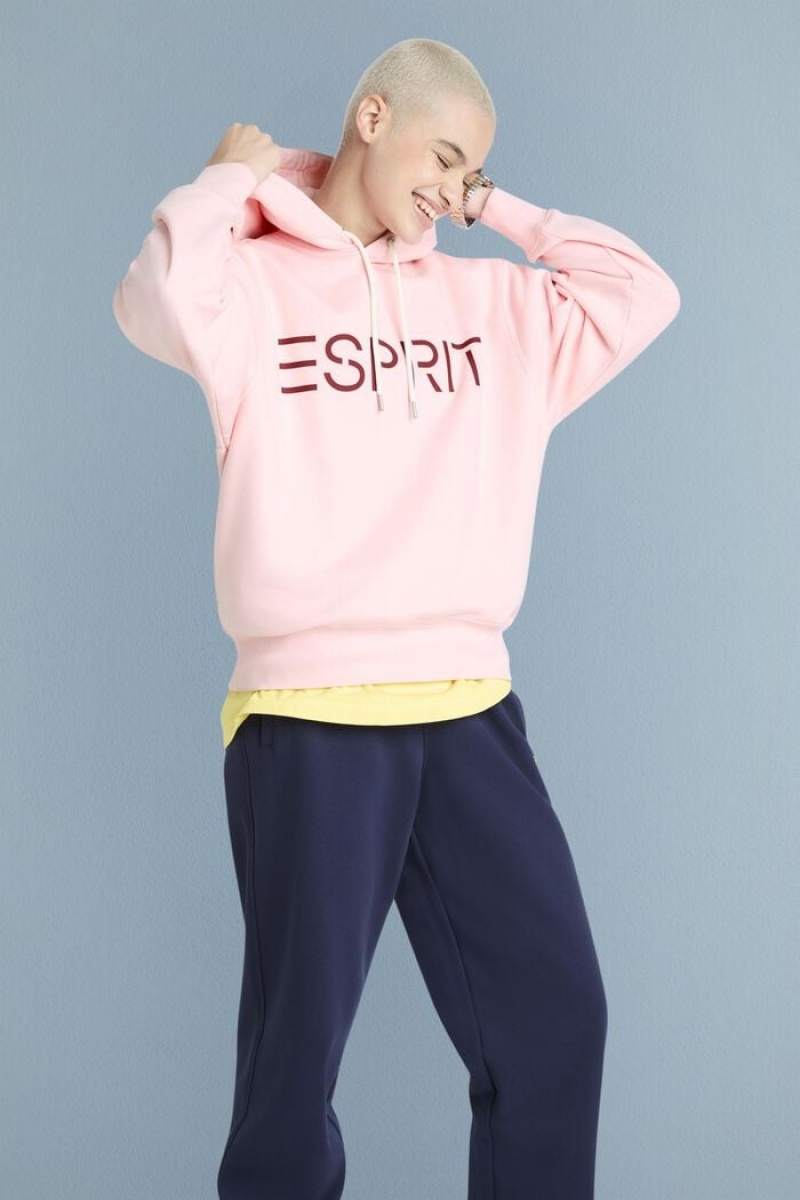 Dámské Mikina s Kapucí Esprit Logo Fleece Světle Růžové | JVO134986