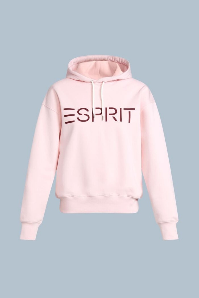 Dámské Mikina s Kapucí Esprit Logo Fleece Světle Růžové | JVO134986