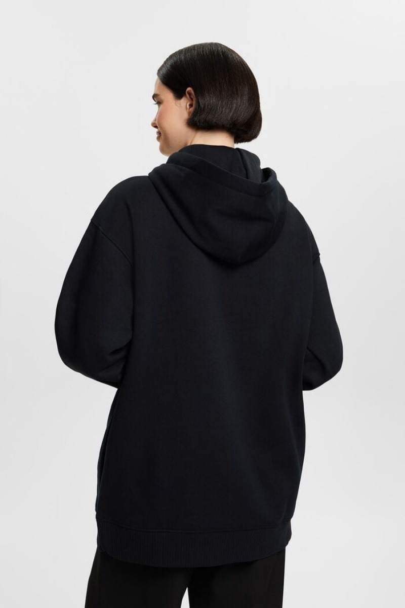 Dámské Mikina s Kapucí Esprit Oversized Bavlněné-fleece Černé | VYF610489