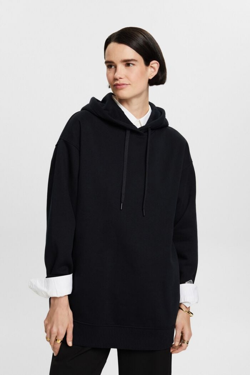 Dámské Mikina s Kapucí Esprit Oversized Bavlněné-fleece Černé | VYF610489