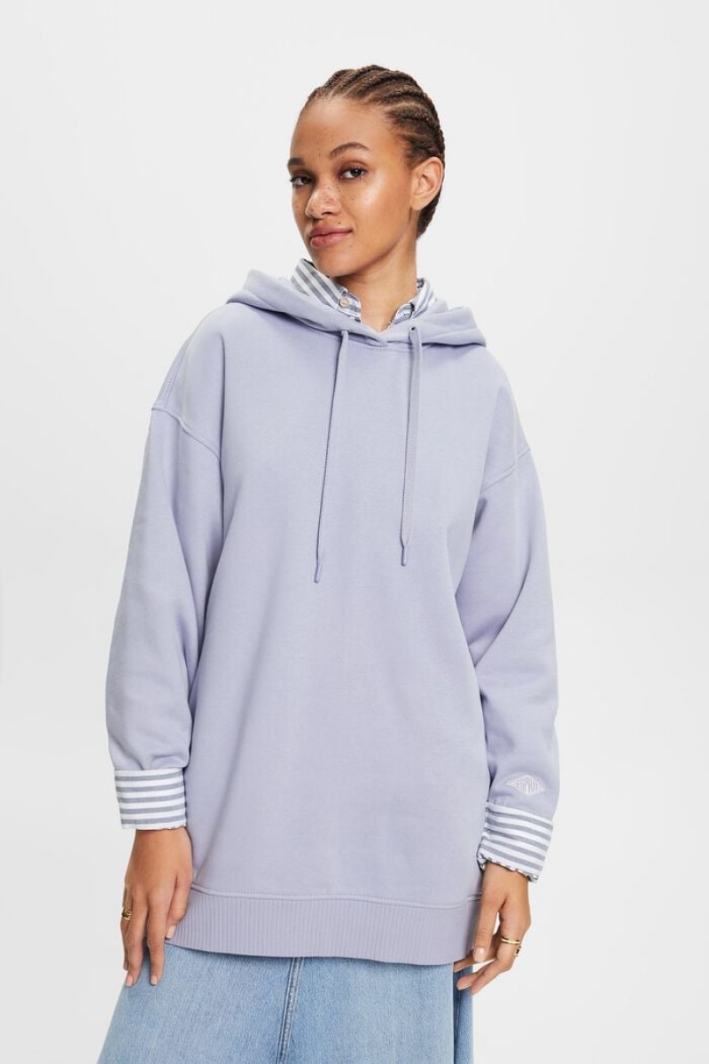 Dámské Mikina s Kapucí Esprit Oversized Bavlněné-fleece Světle Blankyt Levandule | LMH109326