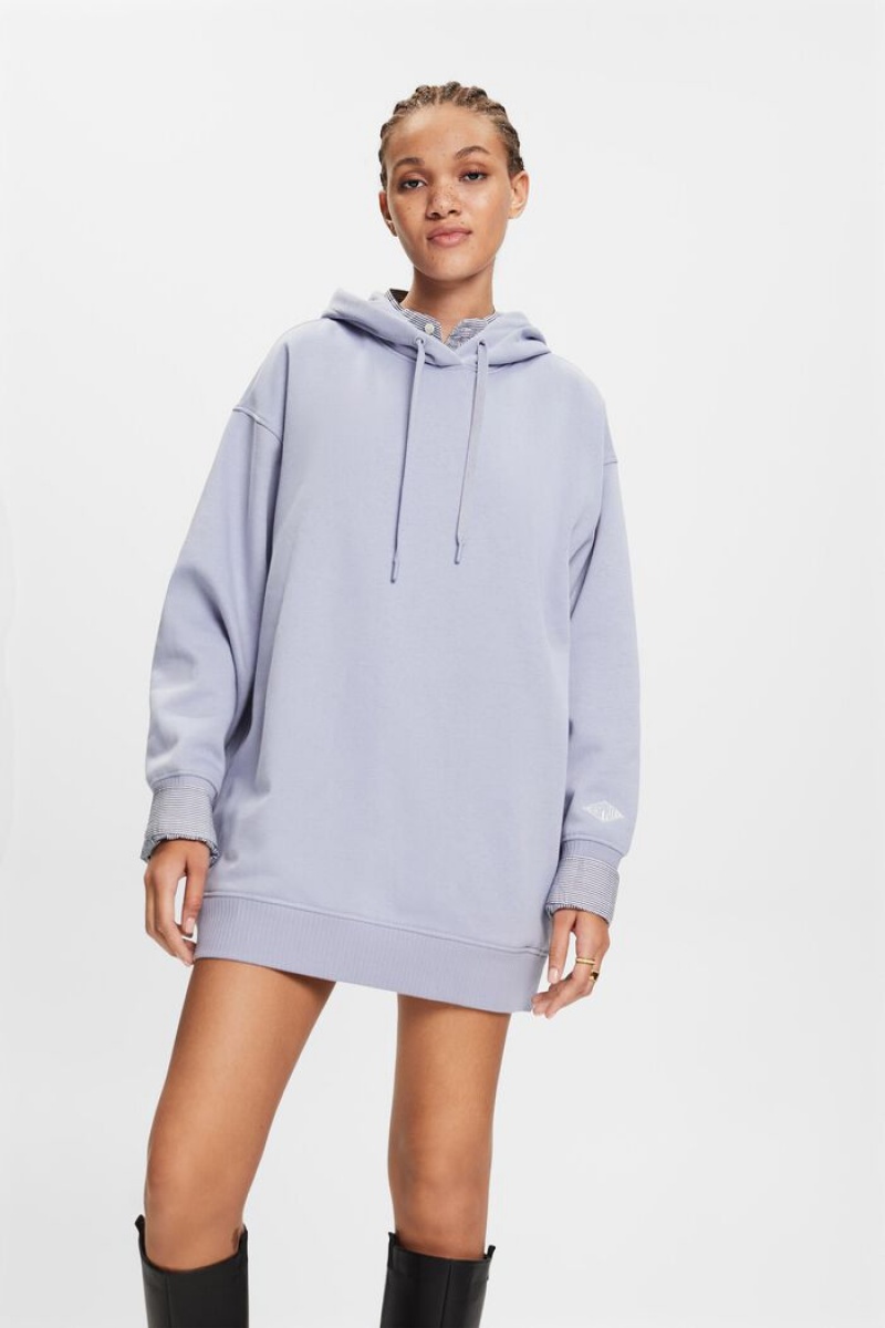 Dámské Mikina s Kapucí Esprit Oversized Bavlněné-fleece Světle Blankyt Levandule | LMH109326