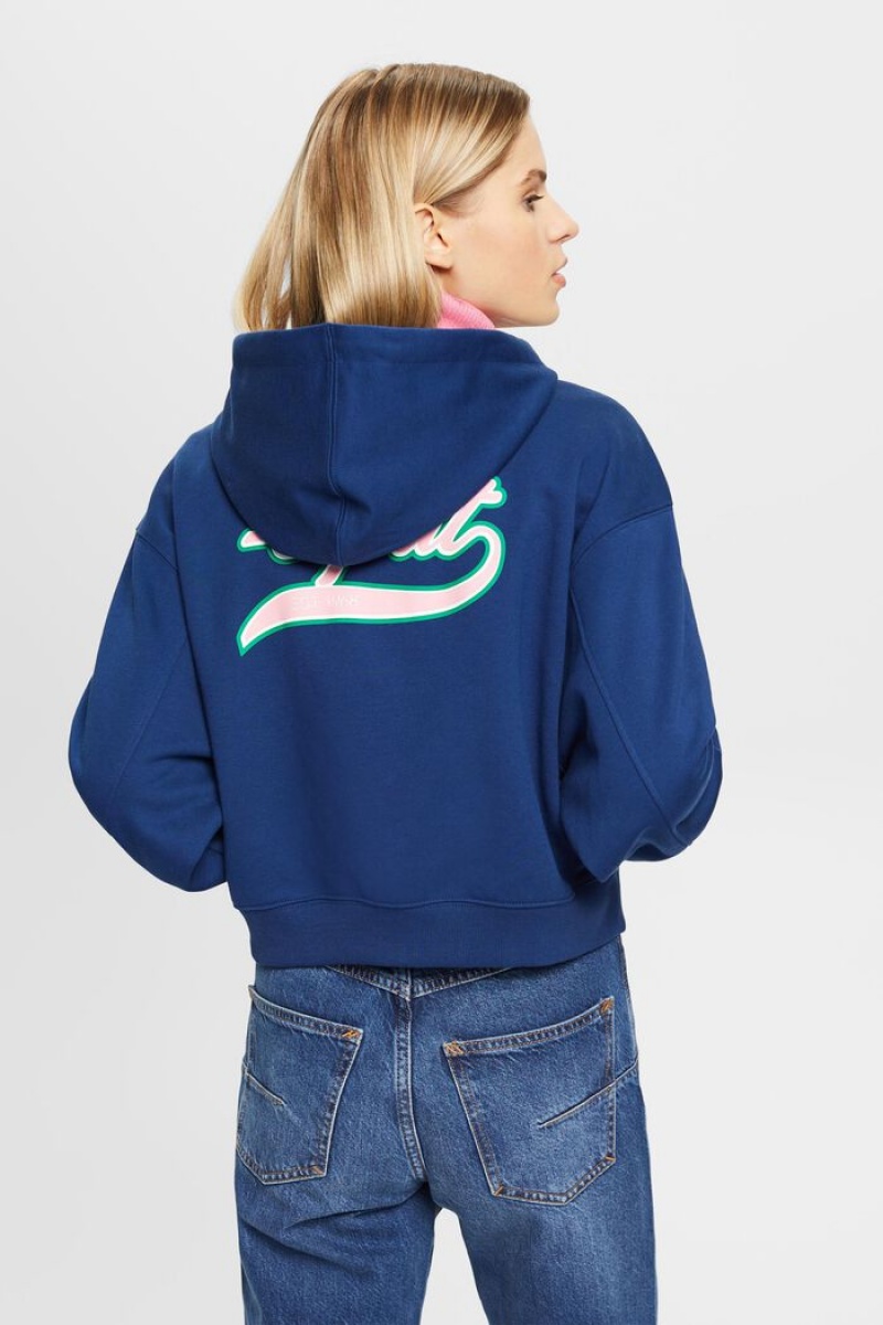 Dámské Mikina s Kapucí Esprit Zip Up Logo Blankyt | QHW613749