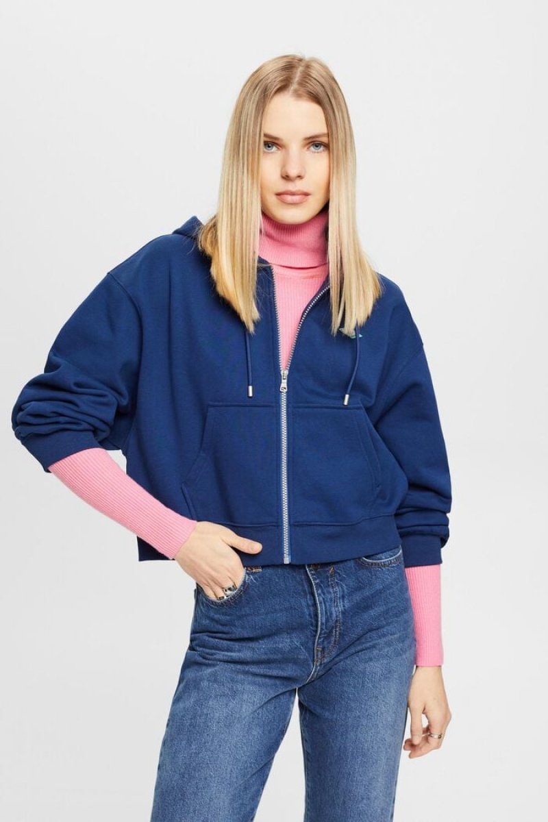 Dámské Mikina s Kapucí Esprit Zip Up Logo Blankyt | QHW613749