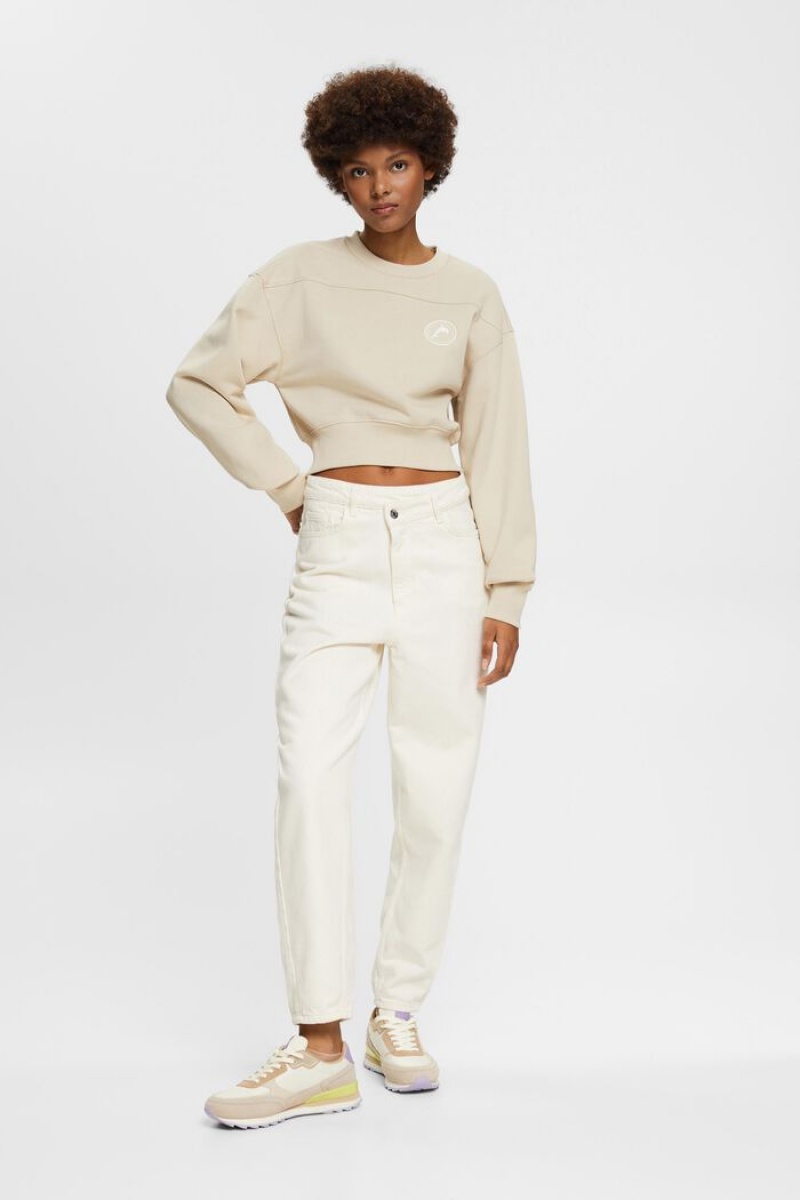 Dámské Mikiny Esprit Cropped Světle Šedé Hnědé | LKR365289