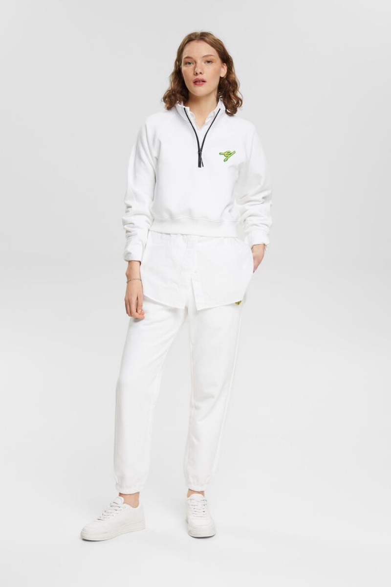 Dámské Mikiny Esprit Half-zip Bílé | NBE728096