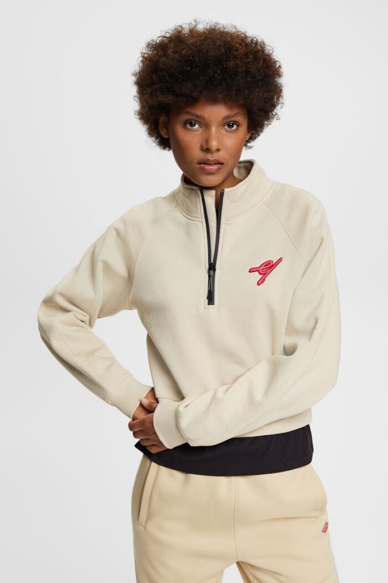 Dámské Mikiny Esprit Half-zip Světle Šedé Hnědé | YXZ432761