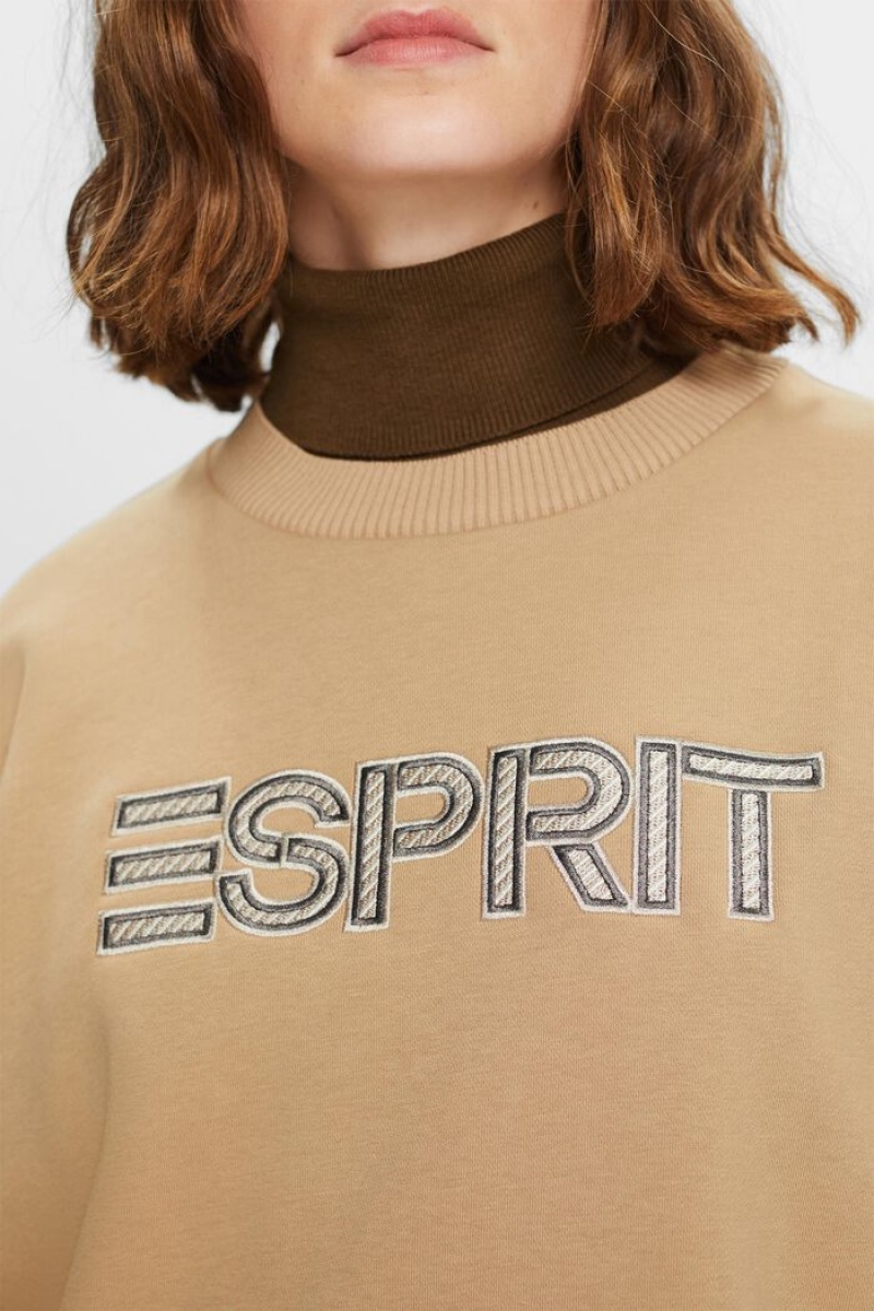 Dámské Mikiny Esprit Oversize Logo Béžový | VJI653218