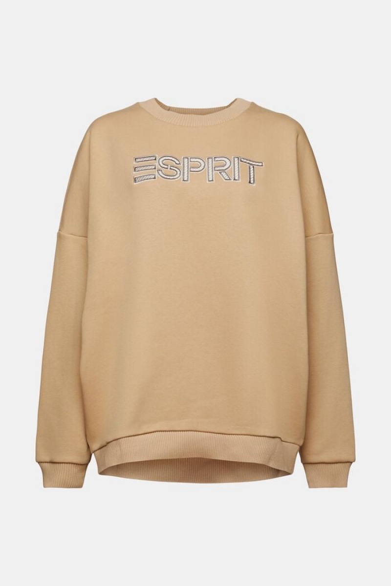 Dámské Mikiny Esprit Oversize Logo Béžový | VJI653218