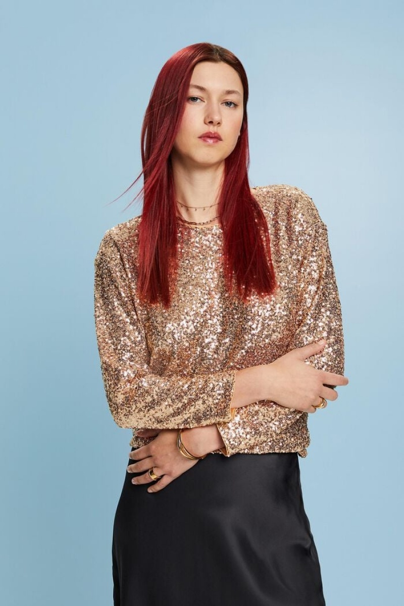 Dámské Mikiny Esprit Sequin Zlaté | YOE314068