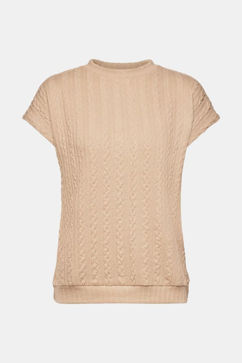 Dámské Mikiny Esprit Sparkly Cable Knit Tank Zlaté | DTQ854206