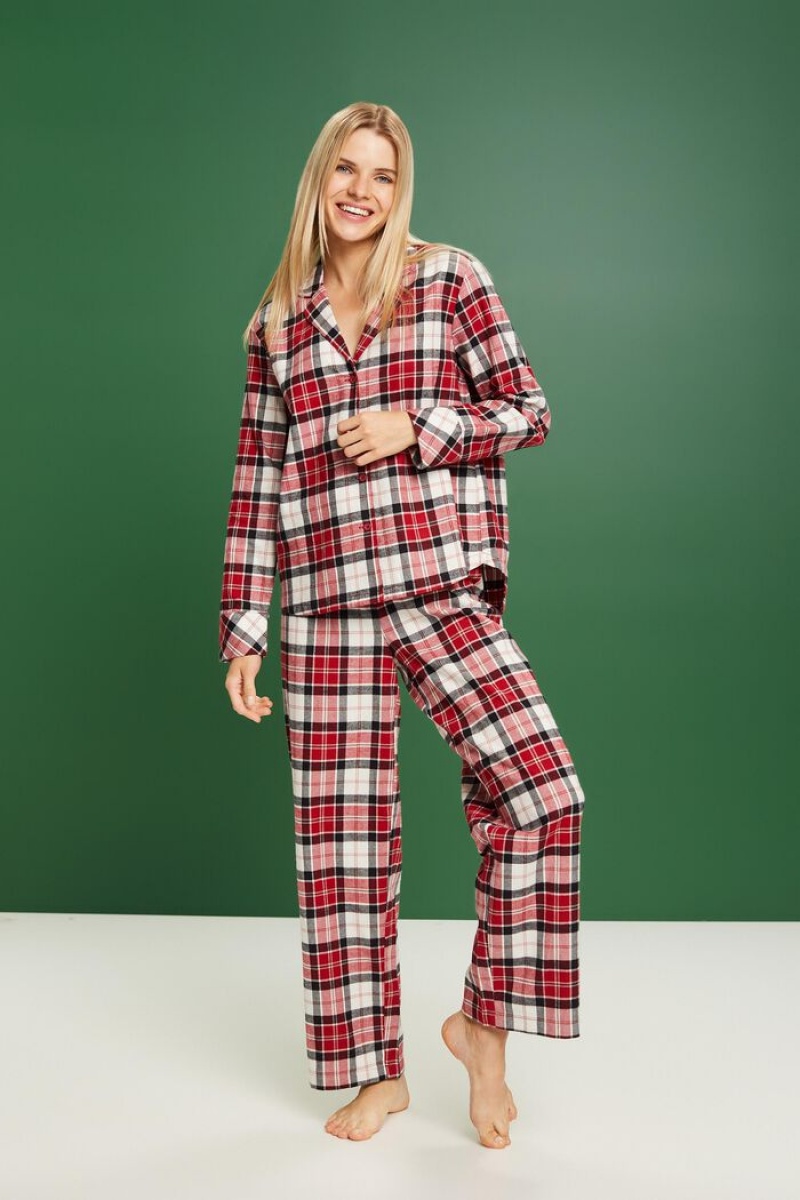 Dámské Noční Prádlo Esprit Checked Flannel Set Červené | XFR028536