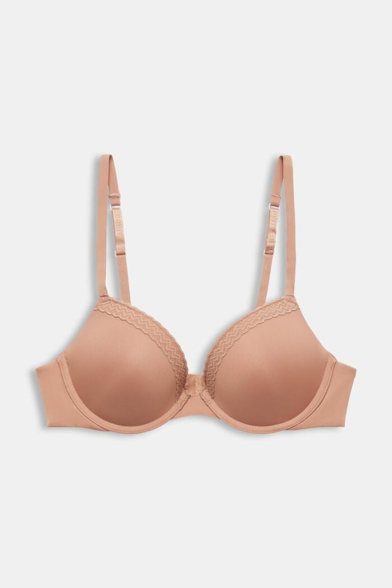 Dámské Noční Prádlo Esprit Krajkové Band Microfiber Push-up Bra Béžový | WCF579420