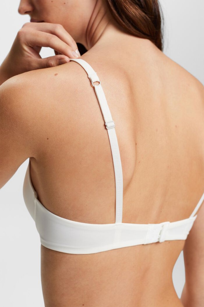 Dámské Noční Prádlo Esprit Krajkové Band Microfiber Push-up Bra Bílé | MKQ281695