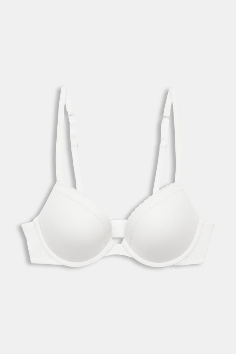 Dámské Noční Prádlo Esprit Krajkové Band Microfiber Push-up Bra Bílé | MKQ281695