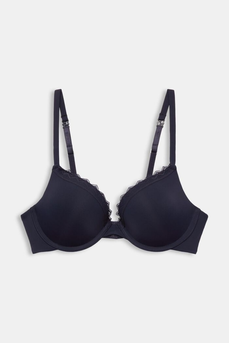 Dámské Noční Prádlo Esprit Krajkové Trim Push Up Bra Tmavě Blankyt | HUE602594