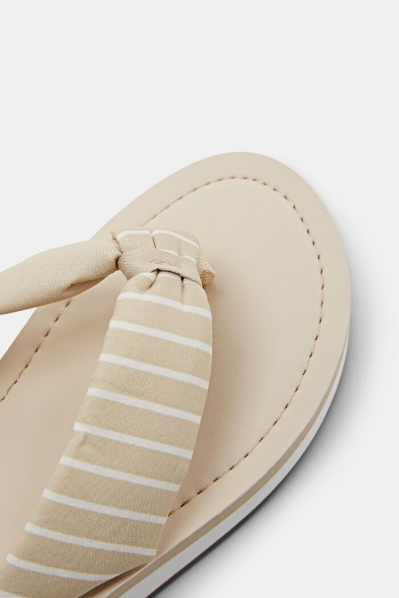 Dámské Pantofle Esprit Klínku Heel Slip Slops Světle Béžový | XRS815297