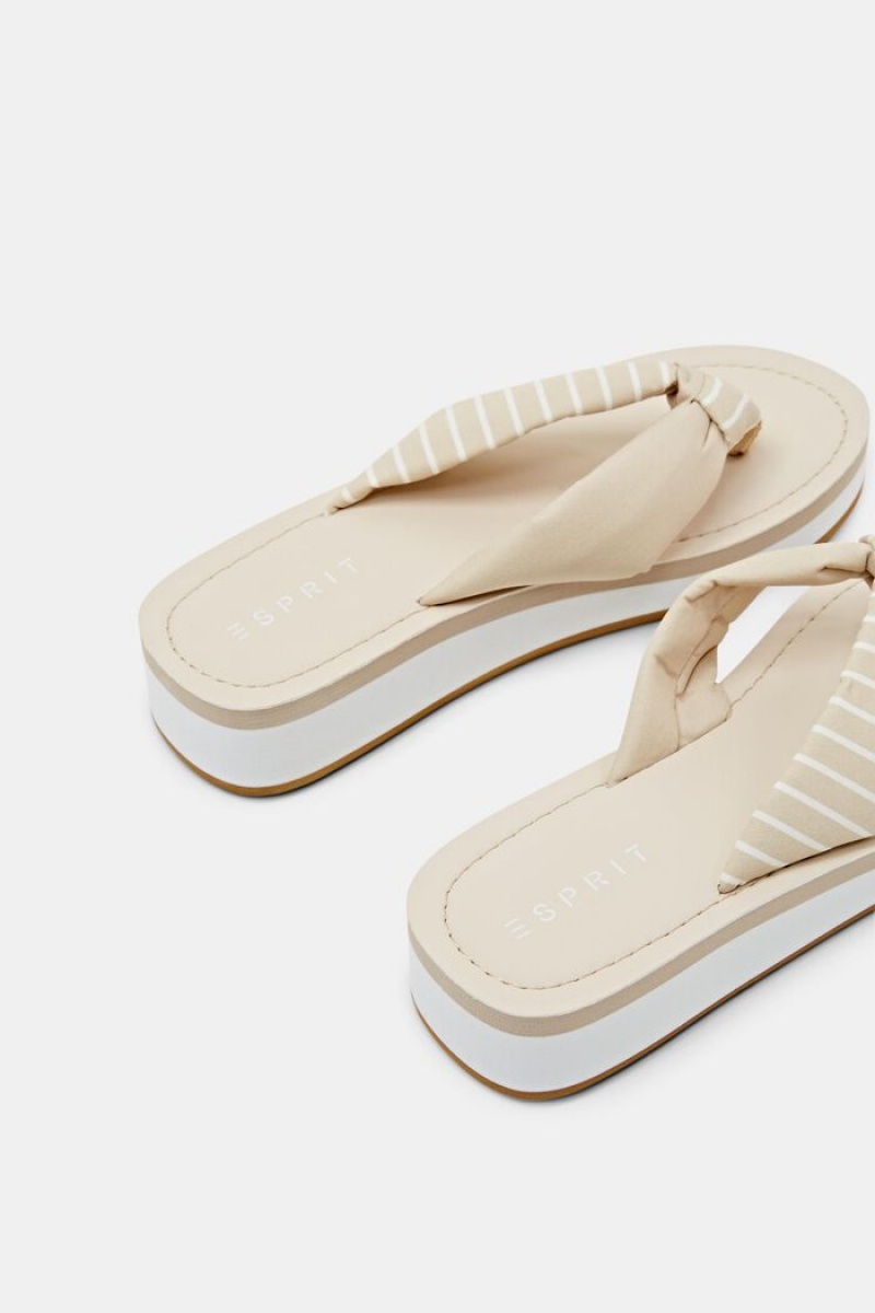 Dámské Pantofle Esprit Klínku Heel Slip Slops Světle Béžový | XRS815297