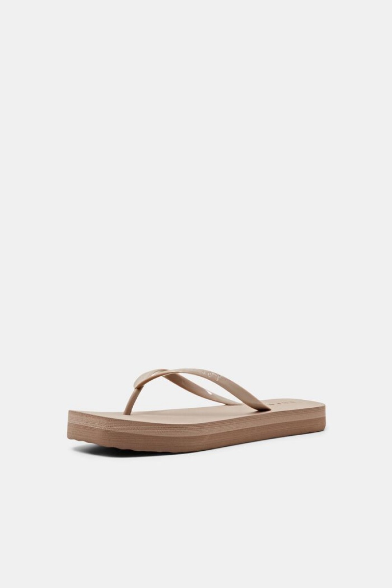 Dámské Pantofle Esprit Slip Slops With Platformy Sole Šedé Hnědé | FDS704685