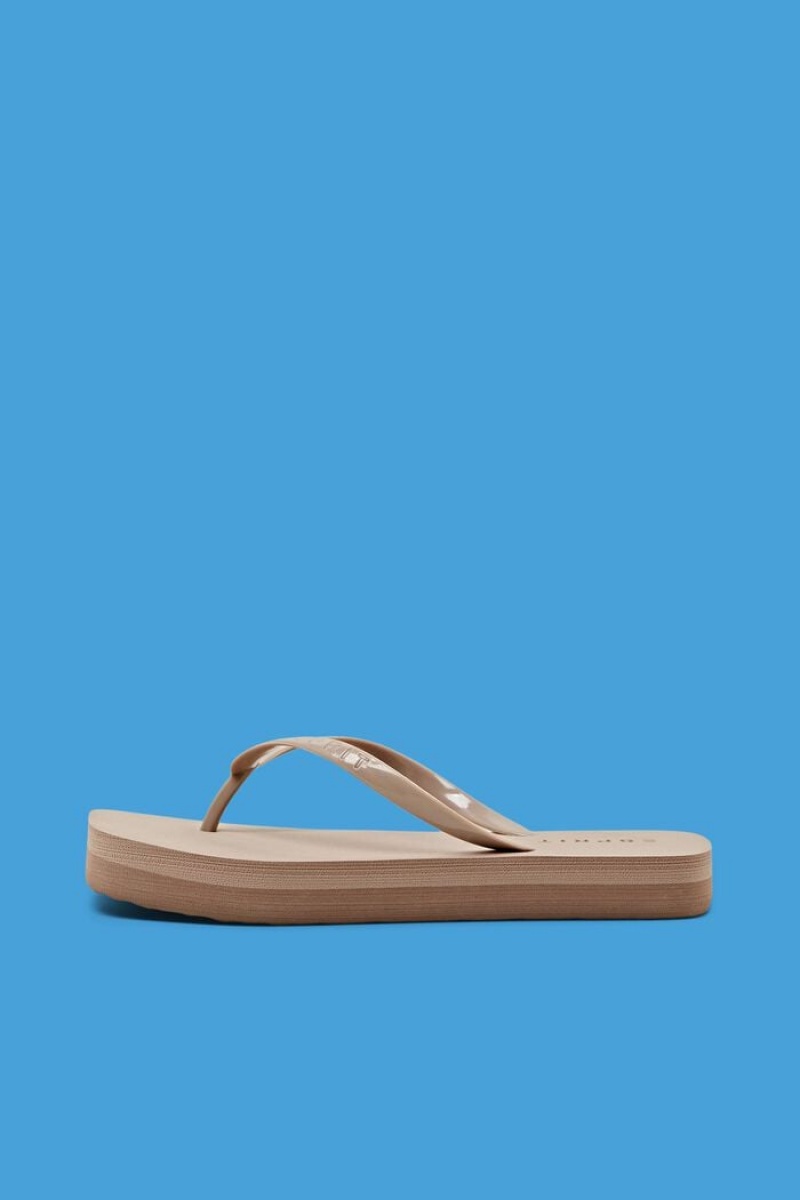 Dámské Pantofle Esprit Slip Slops With Platformy Sole Šedé Hnědé | FDS704685