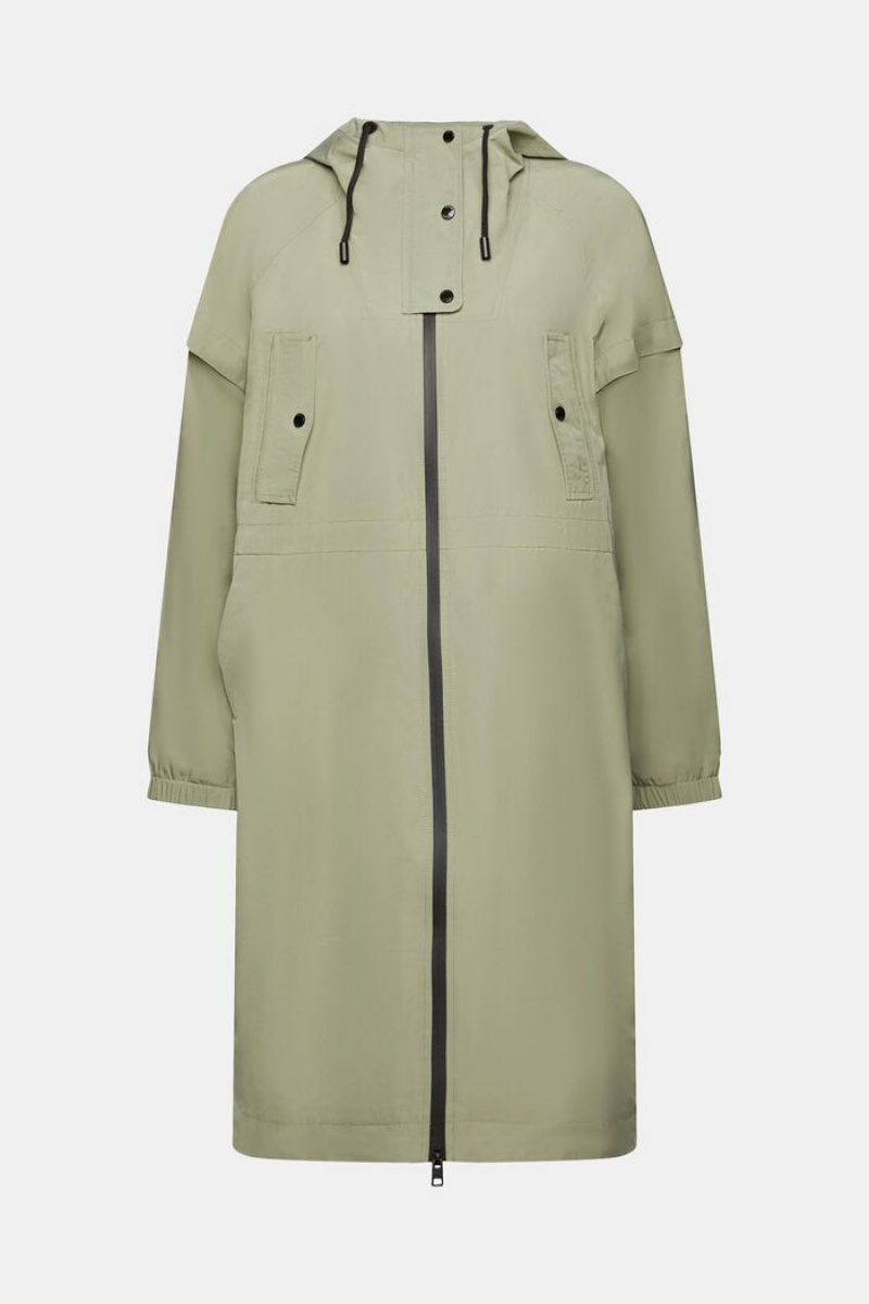 Dámské Parka Esprit Long With Drawstring Hood Světle Hnědožlutý | NEG061842