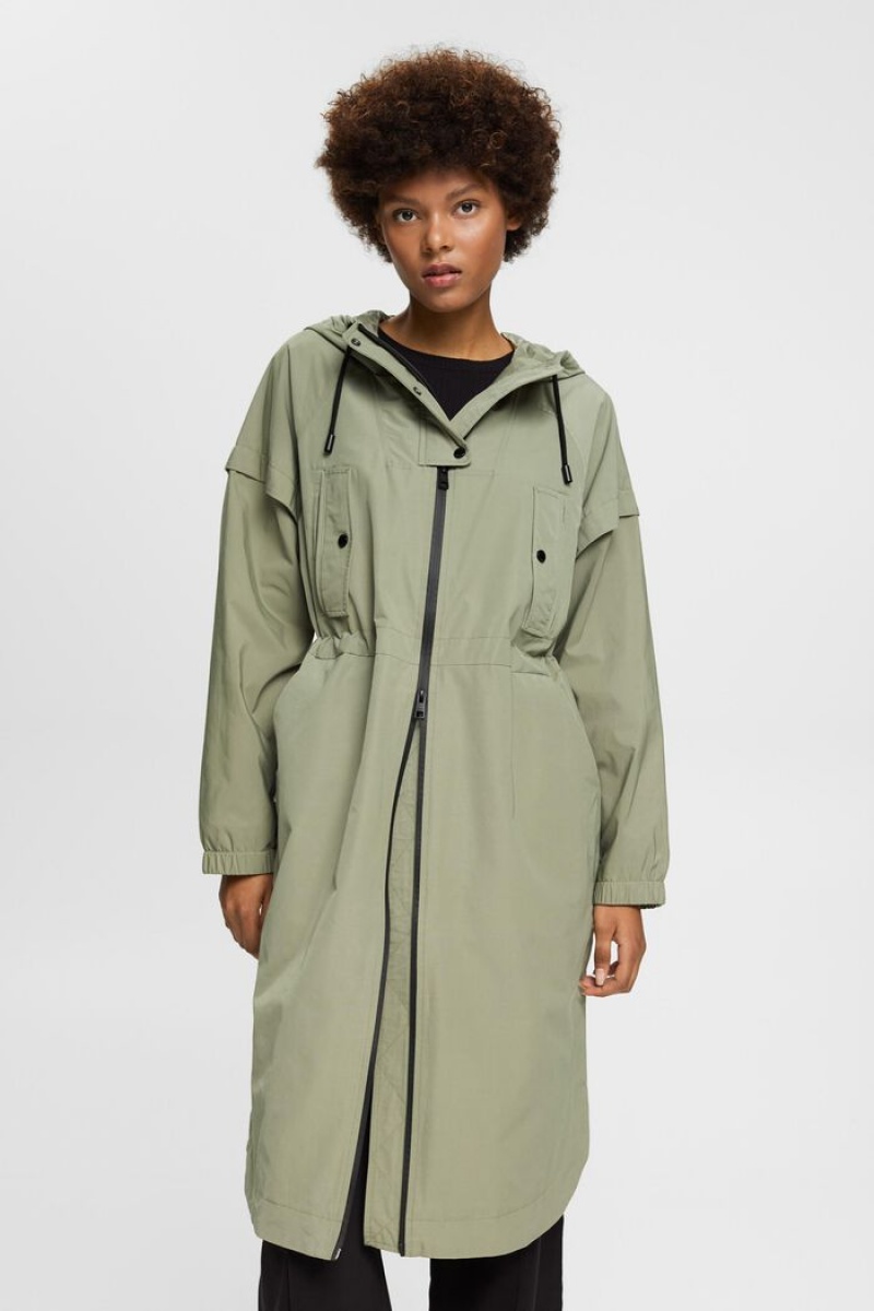 Dámské Parka Esprit Long With Drawstring Hood Světle Hnědožlutý | NEG061842