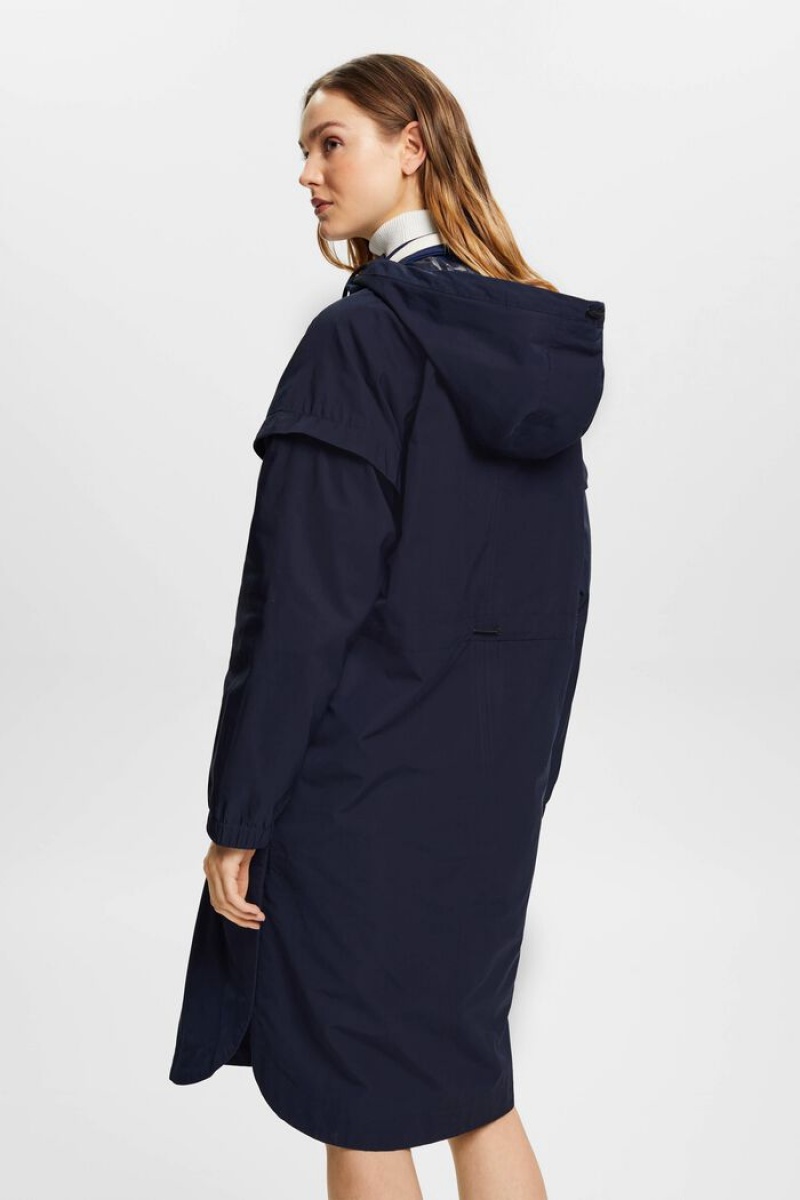 Dámské Parka Esprit Long With Drawstring Hood Tmavě Blankyt | FKG318490