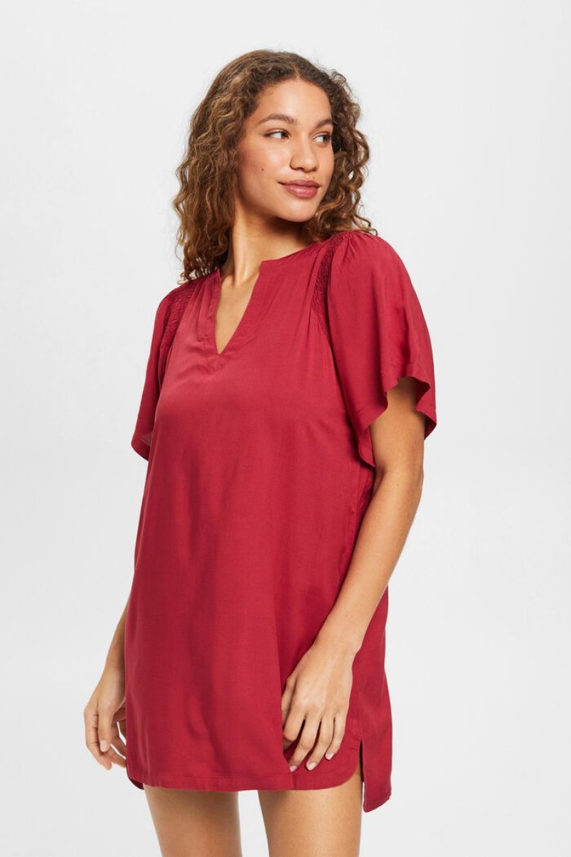 Dámské Plavky Esprit Beach Tunic Tmavě Červené | FKE374091