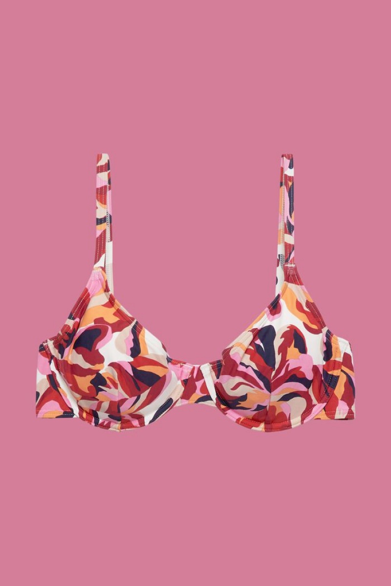 Dámské Plavky Esprit Bikiny With Floral Print Tmavě Červené | QRW047523