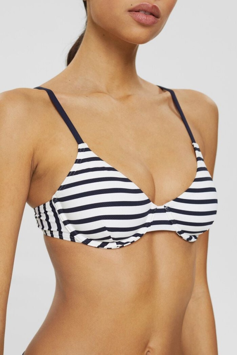 Dámské Plavky Esprit Recycled: Underwire With Stripes Tmavě Blankyt | NGZ834957