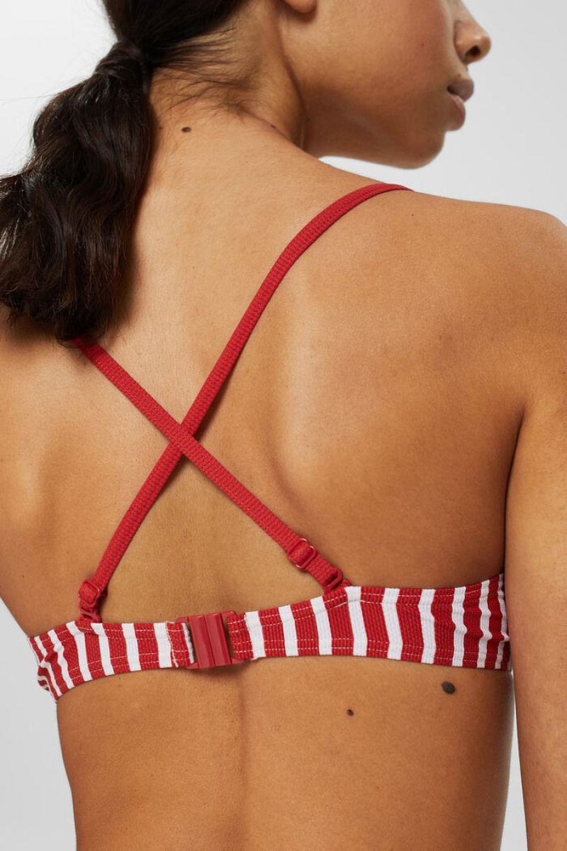 Dámské Plavky Esprit Recycled: Underwire With Stripes Červené | ZHY986234