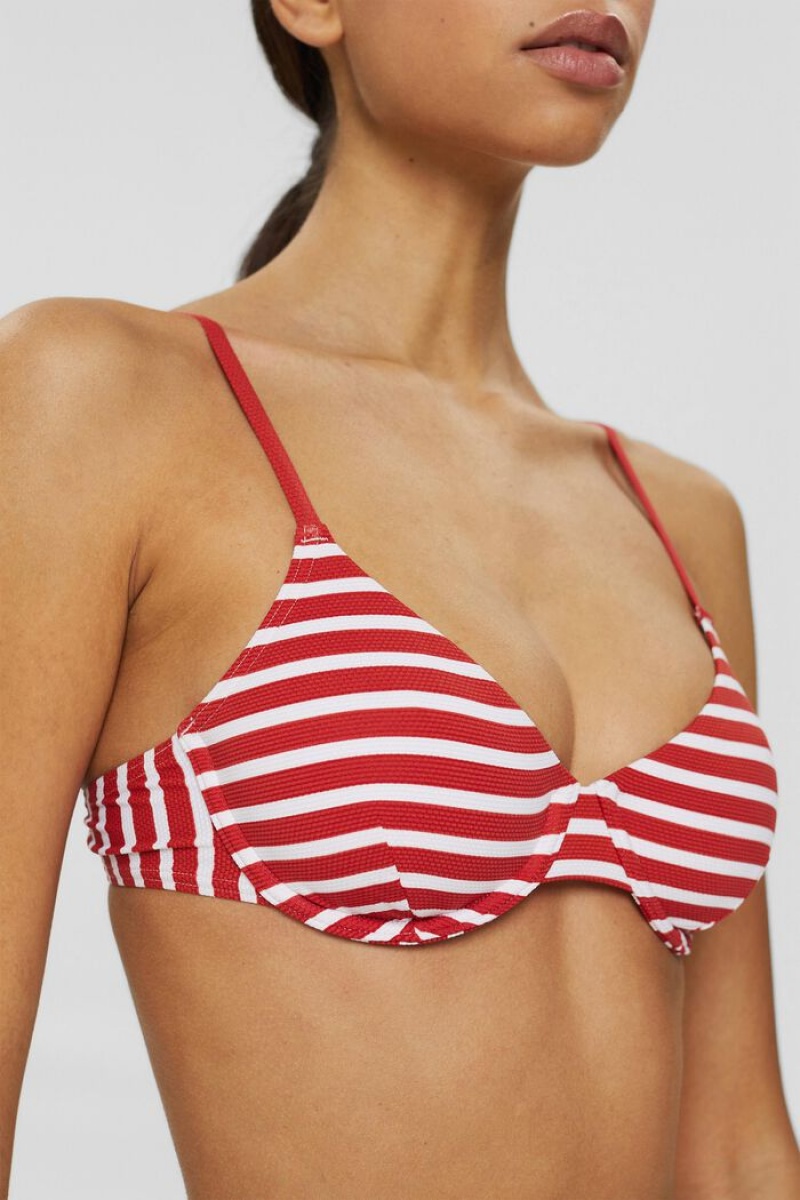 Dámské Plavky Esprit Recycled: Underwire With Stripes Červené | ZHY986234