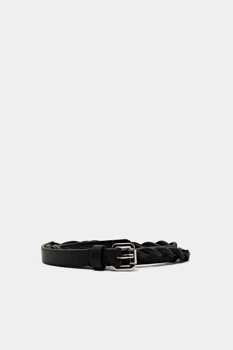 Dámské Pásky Esprit Thin Braided Læder With Metal Přezkou Černé | XDY745983