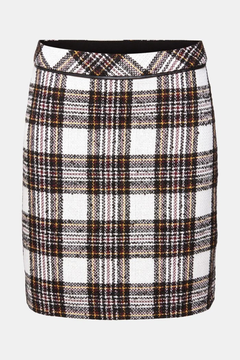 Dámské Sukně Esprit Checked Mini Bílé | FND078362