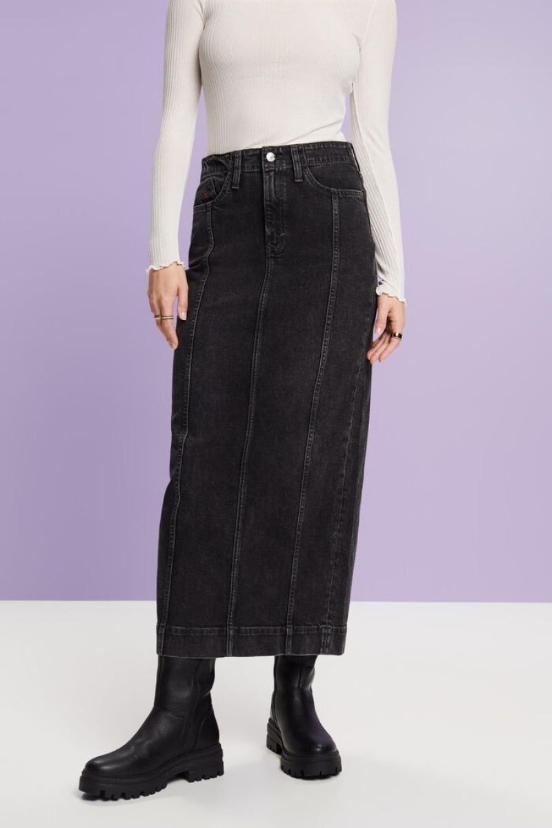 Dámské Sukně Esprit Denim Maxi Černé Tmavě | UTW853294