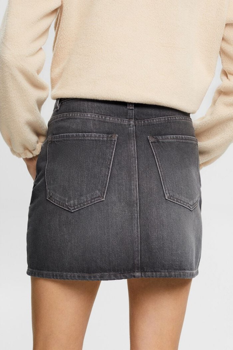 Dámské Sukně Esprit Denim Mini Šedé | IOT357429