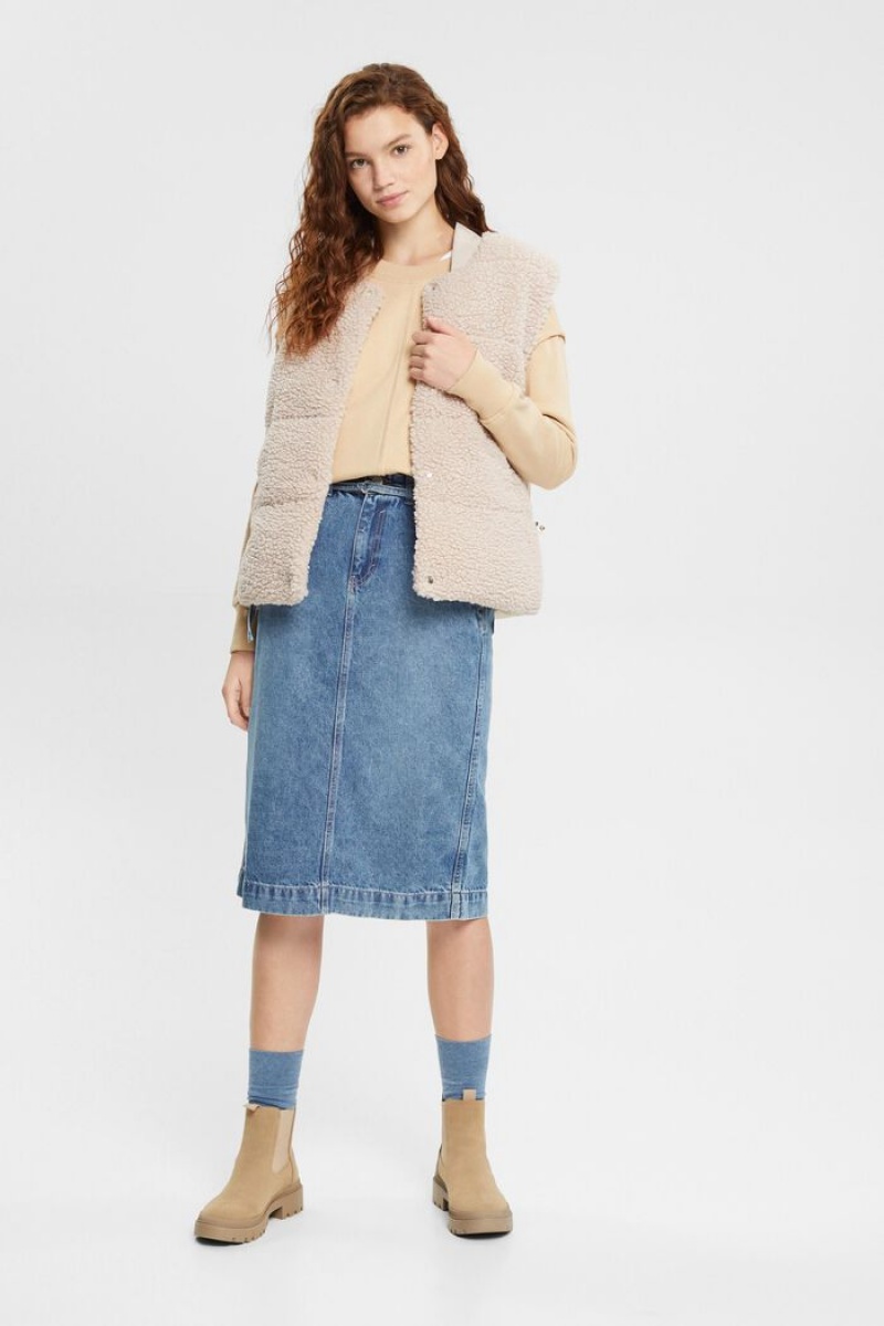 Dámské Sukně Esprit Denim With Paperbag Waistband Blankyt Světle | OPX482153