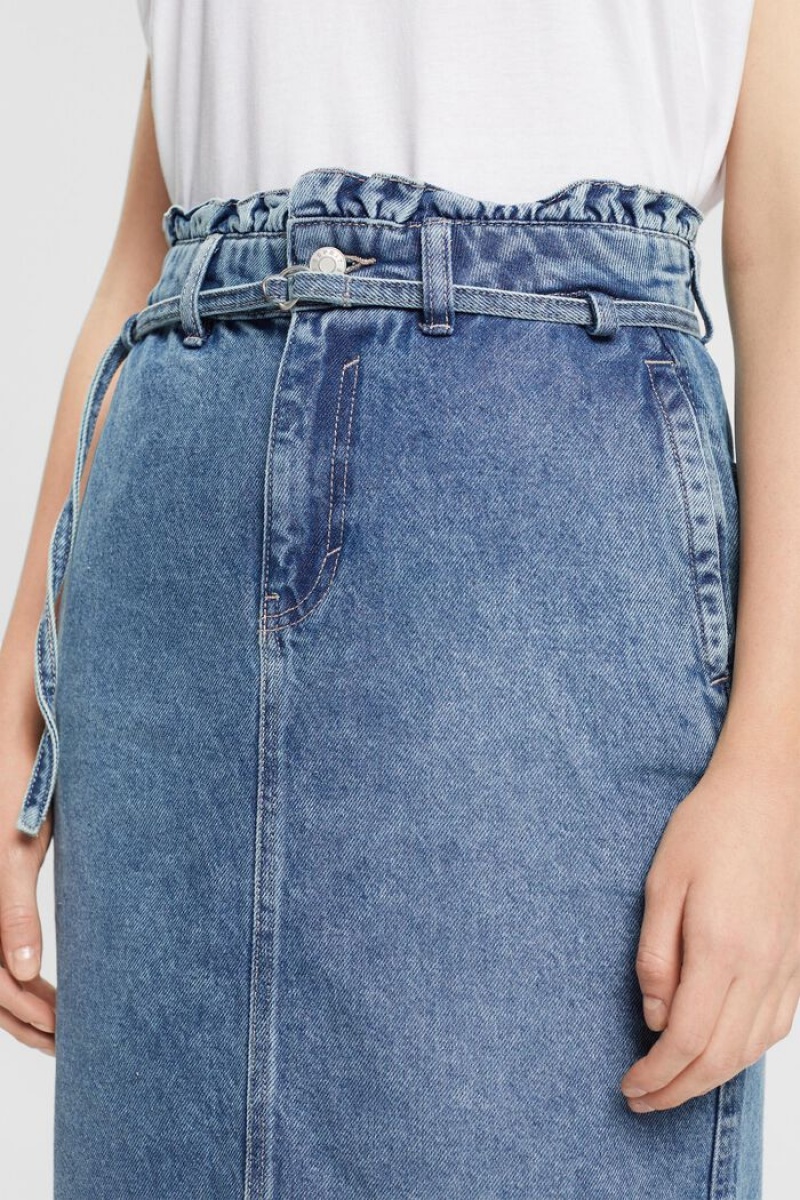 Dámské Sukně Esprit Denim With Paperbag Waistband Blankyt Světle | OPX482153