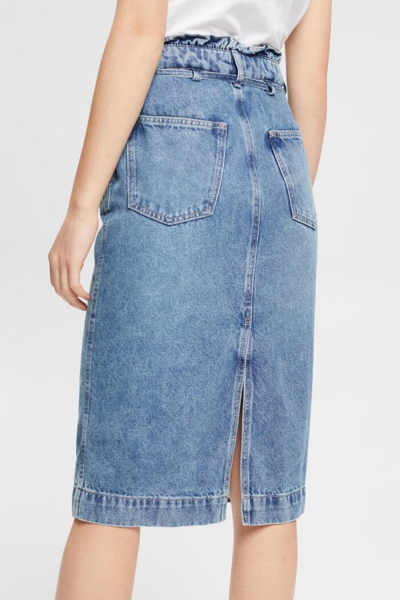 Dámské Sukně Esprit Denim With Paperbag Waistband Blankyt Světle | OPX482153