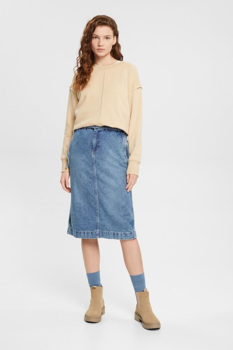 Dámské Sukně Esprit Denim With Paperbag Waistband Blankyt Světle | OPX482153