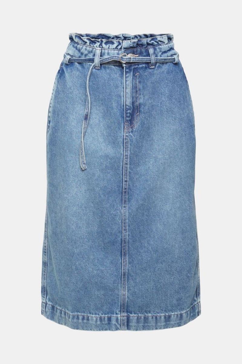 Dámské Sukně Esprit Denim With Paperbag Waistband Blankyt Světle | OPX482153