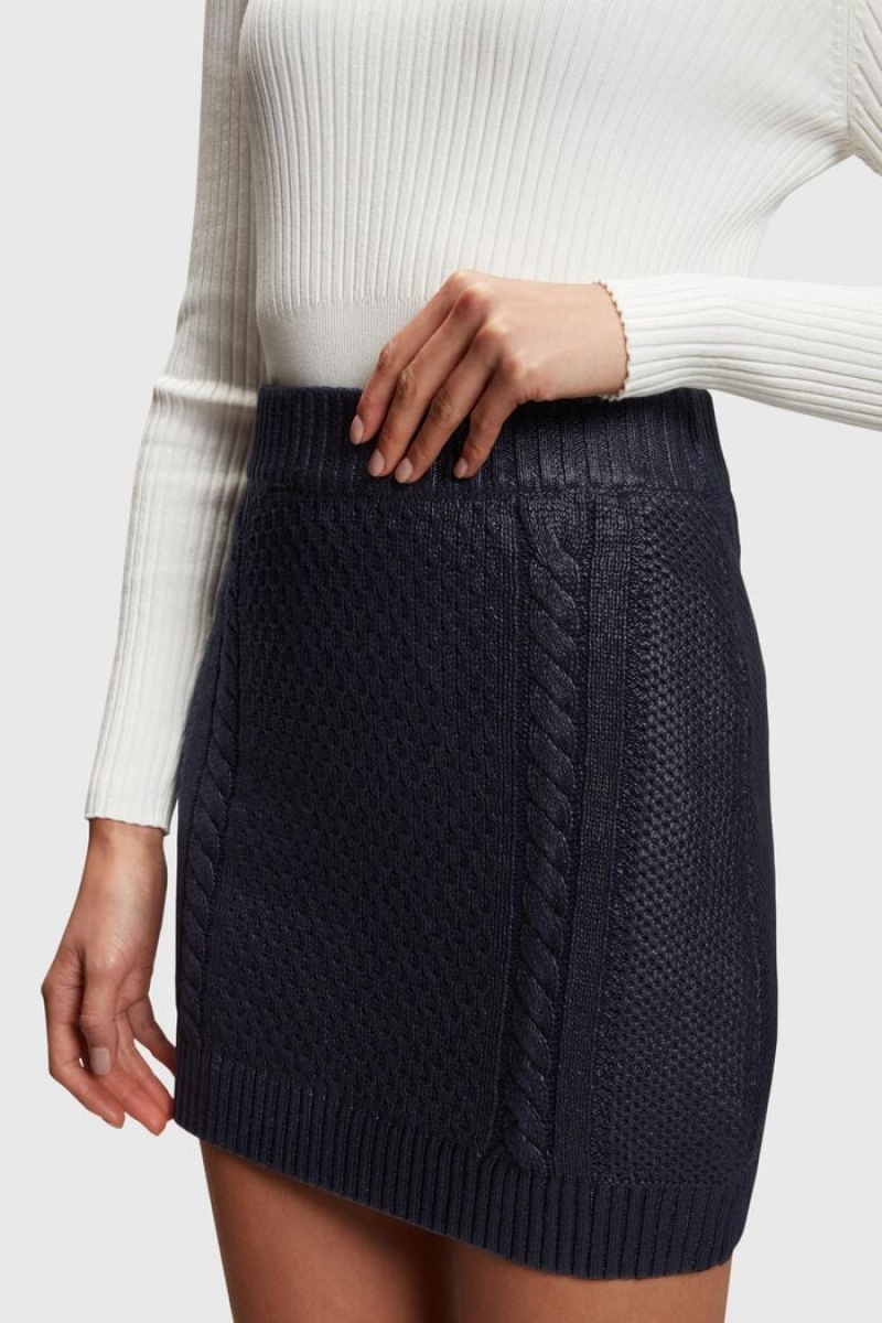 Dámské Sukně Esprit Metallic Cable Knit Mini Tmavě Blankyt | CHZ271049