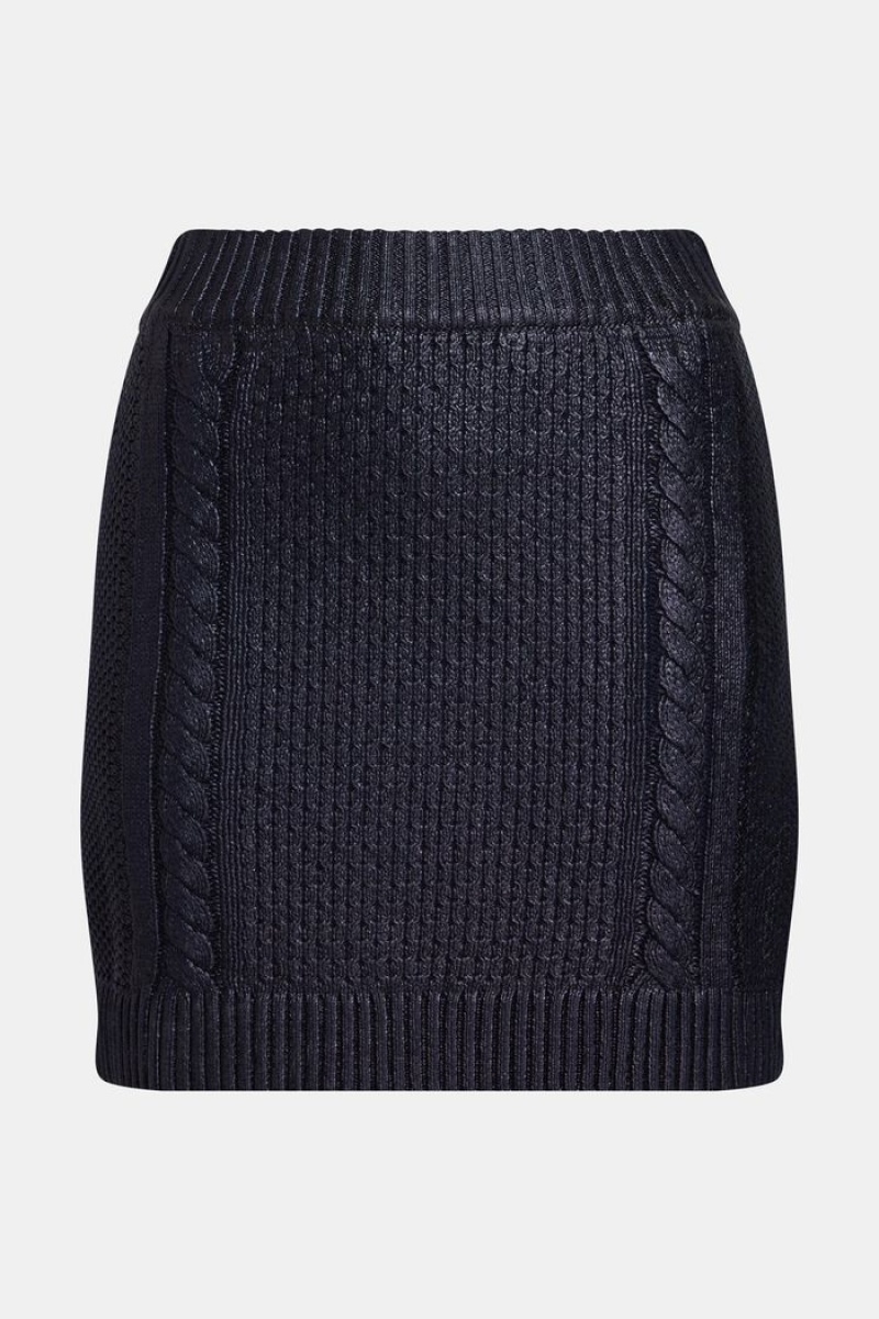 Dámské Sukně Esprit Metallic Cable Knit Mini Tmavě Blankyt | CHZ271049