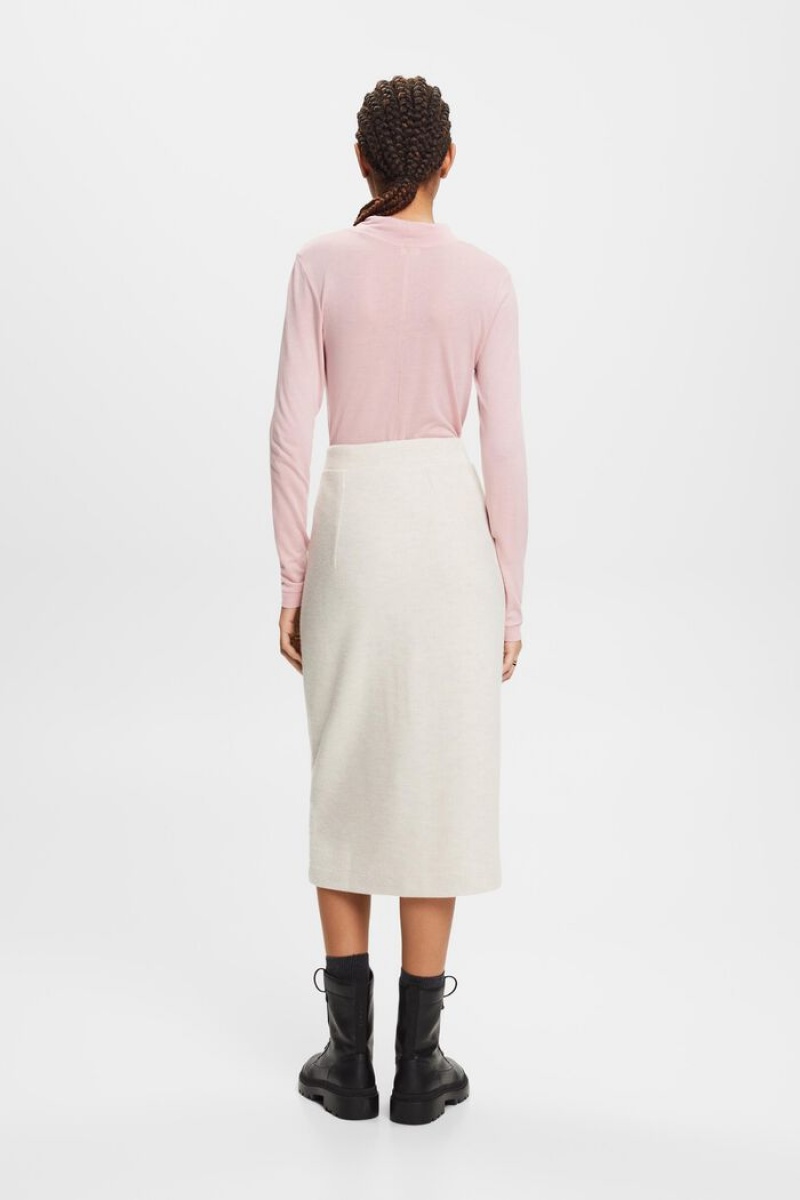 Dámské Sukně Esprit Rib-knit Midi Bílé | RYJ635298