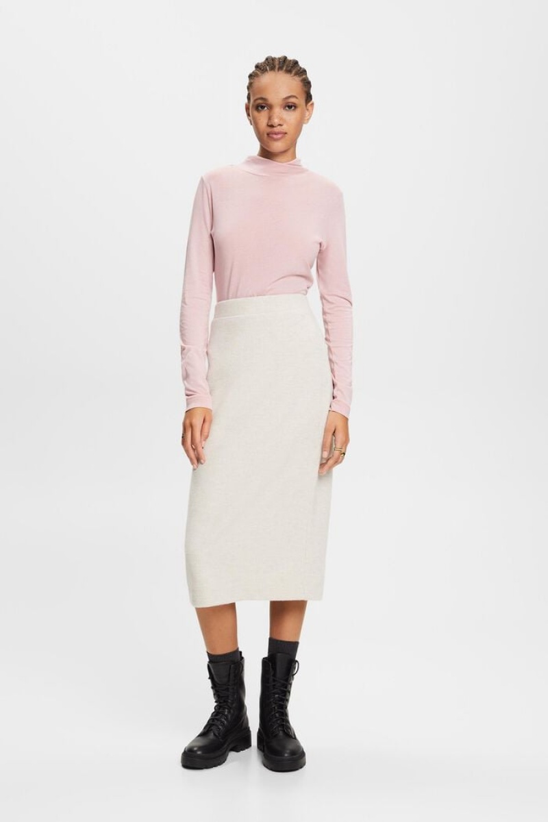 Dámské Sukně Esprit Rib-knit Midi Bílé | RYJ635298