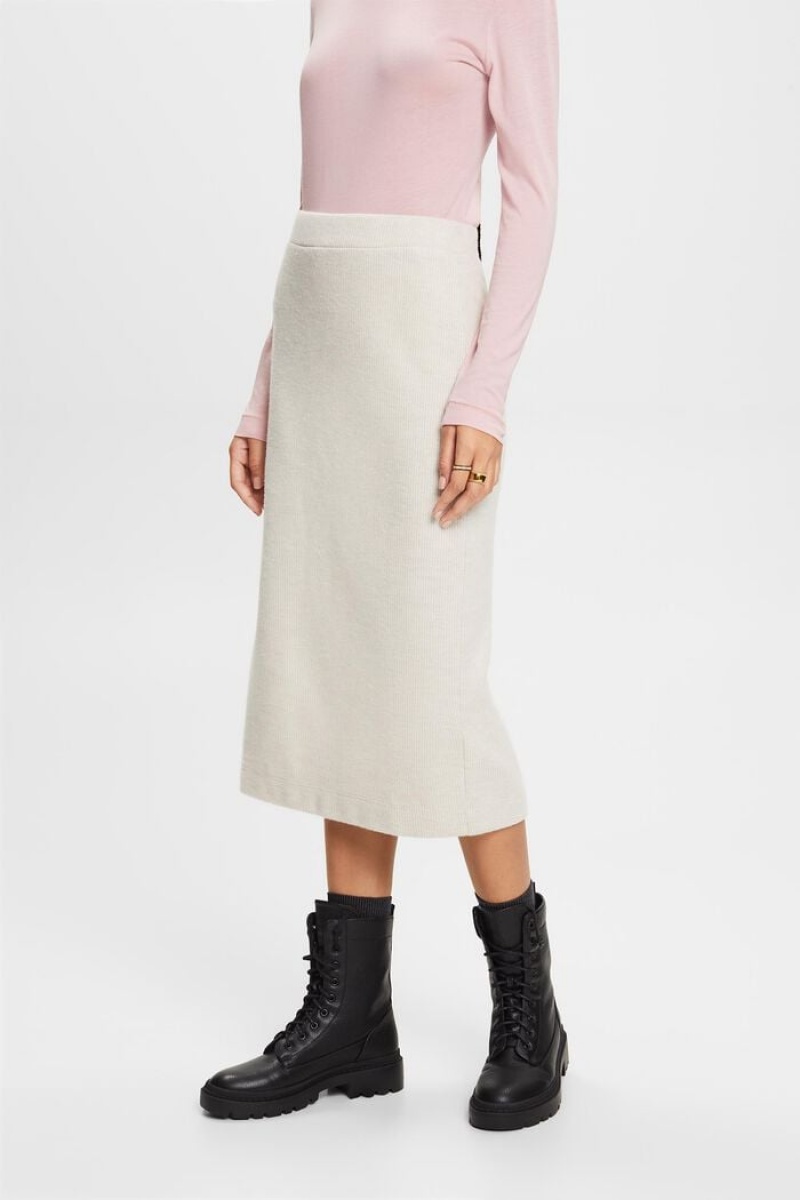 Dámské Sukně Esprit Rib-knit Midi Bílé | RYJ635298