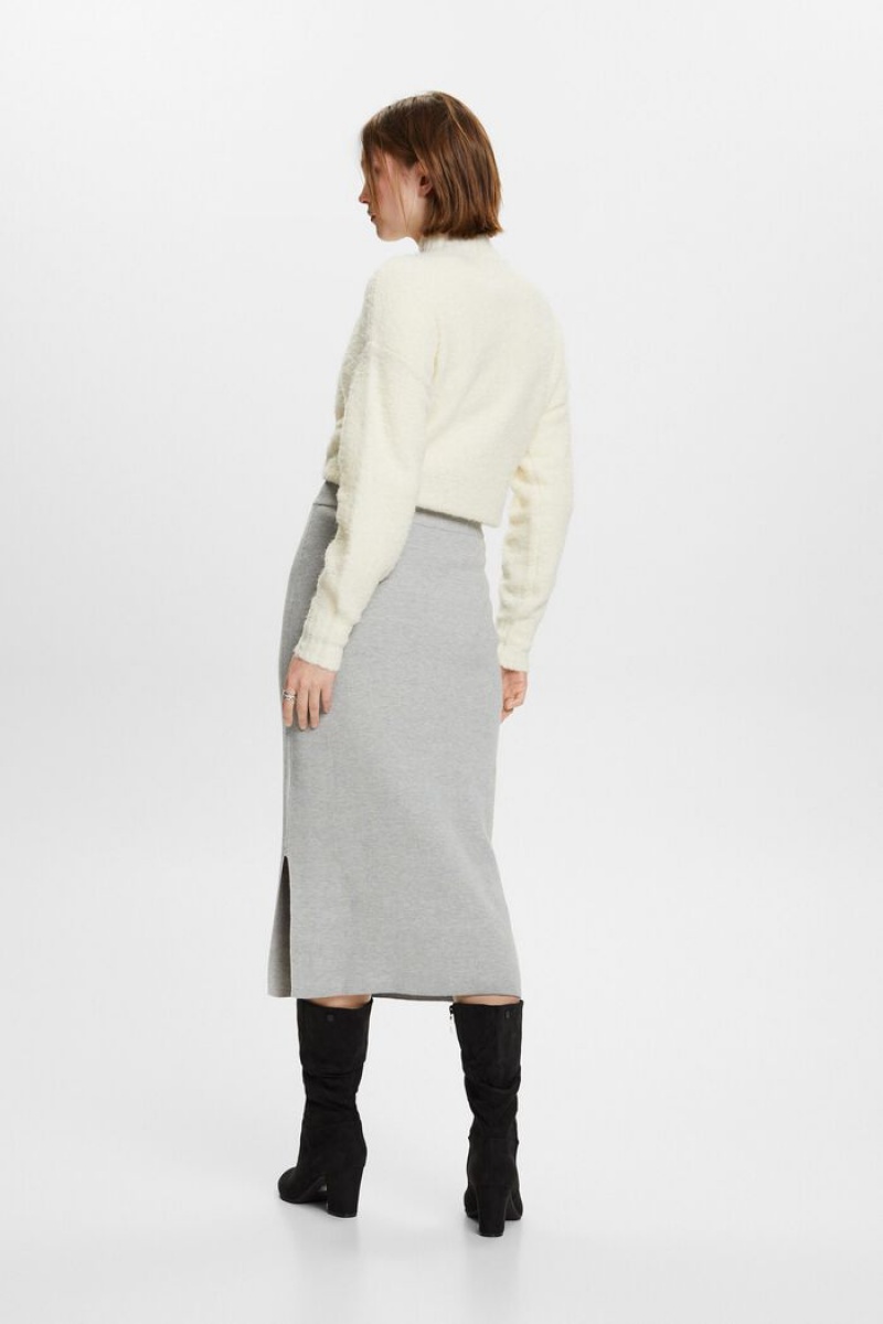 Dámské Sukně Esprit Rib-knit Midi Světle Šedé | XWD730615