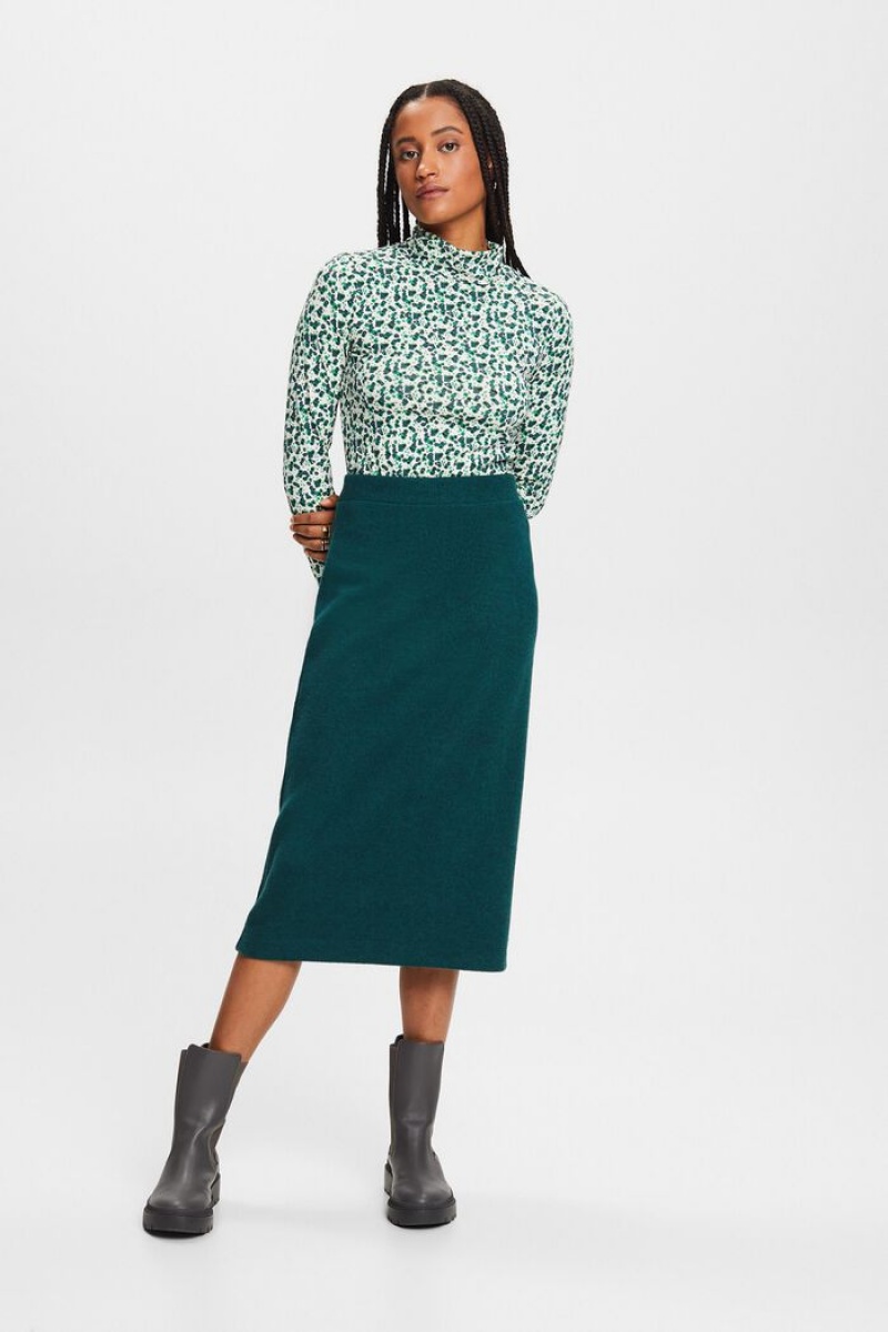 Dámské Sukně Esprit Rib-knit Midi Tyrkysové Zelene | QPS249318